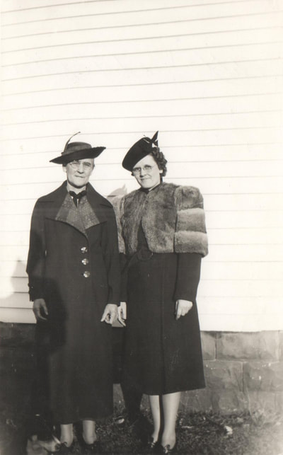 Pike County, Indiana, Judd Family, Women Standing in Front of Building, Zedith Judd and Mother