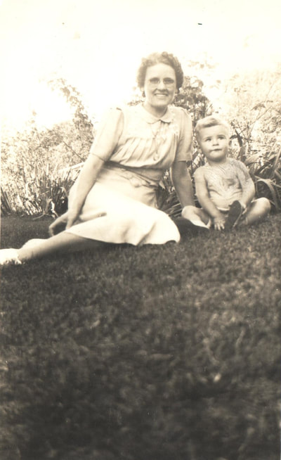Pike County, Indiana, Judd Family, Mother and Child Sitting in Yard, Zedith and Jimmy Judd 