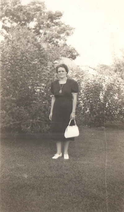 Pike County, Indiana, Judd Family, Woman With Purse Standing, Zedith Judd 