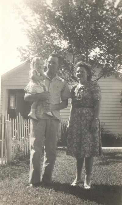 Pike County, Indiana, Judd Family, Man, Woman, and Child Standing near Fence, Chester, Catherine, and Brenda Judd