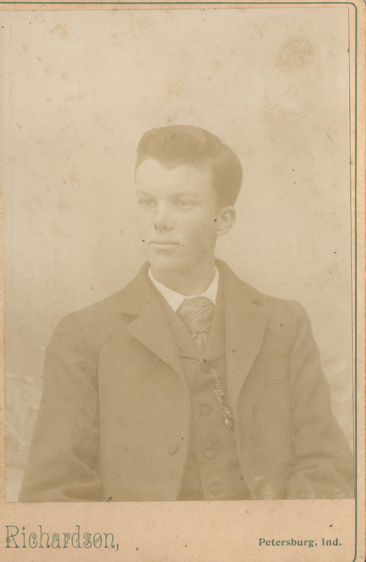 Pike County, Indiana, Cross Family Collection, Young Man, Richardson Photo Studio, Petersburg, Indiana
