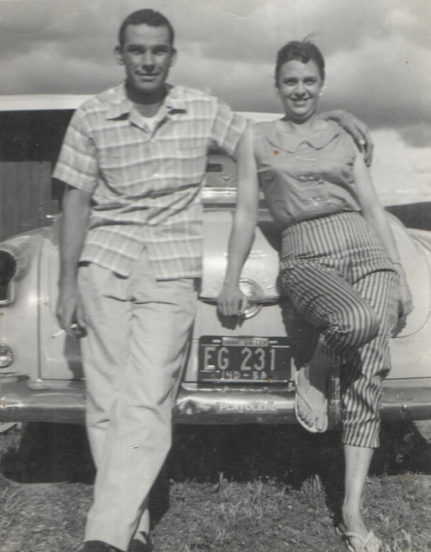 Pike County, Indiana, Shirley Behme, Couple Leaning on Car
