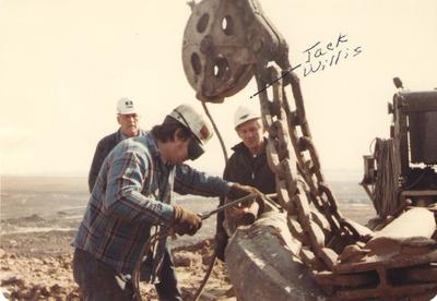 Pike County, Indiana, Pike County Coal Mines, Old Ben Coal Company, Miners in Hard Hats Working on Machine