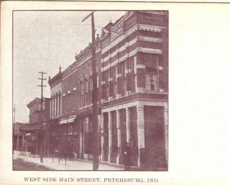 Pike County, Indiana, Postcard Collection, Brick Buildings, West Side Main Street, Petersburg, Indiana