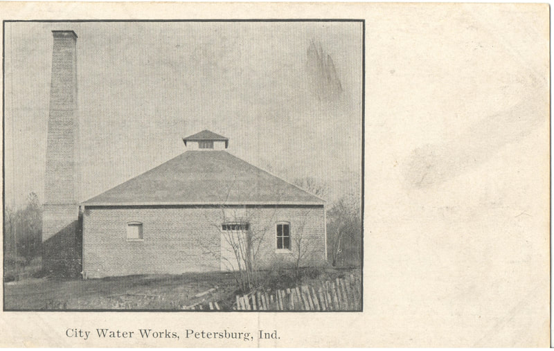 Pike County, Indiana, Postcard Collection, Building, City Water Works, Petersburg, Indiana