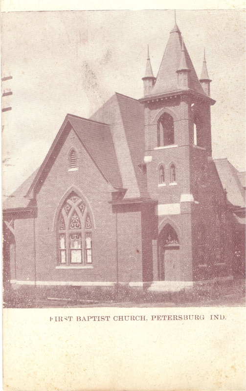 Pike County, Indiana, Postcard Collection, Photo of Building, First Baptist Church, Petersburg, Indiana