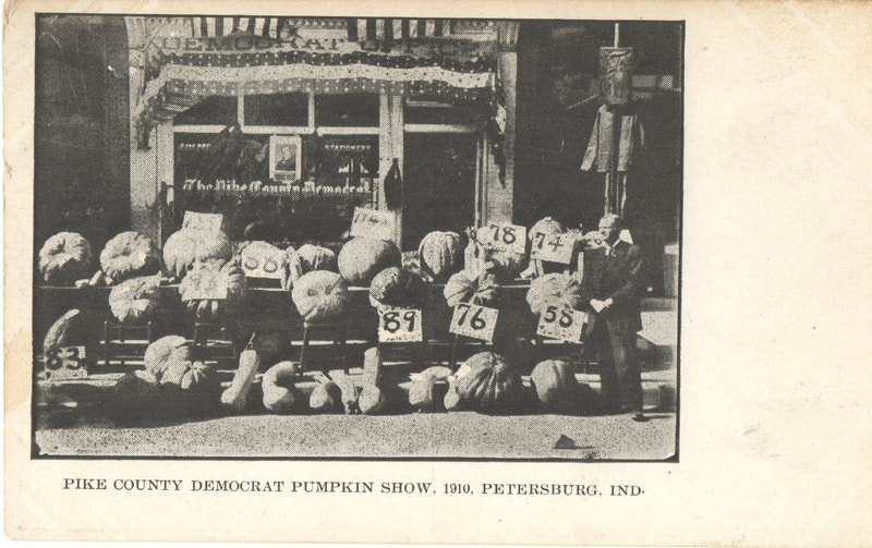 Pike County, Indiana, Postcard Collection, Pike County Democrat Pumpkin Show, 1910, Petersburg, Indiana