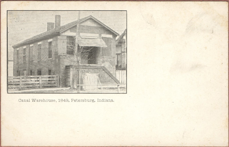 Pike County, Indiana, Postcard Collection, Building, Canal Warehouse, 1849, Petersburg, Indiana