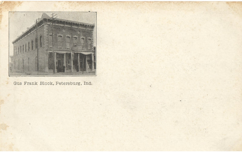 Pike County, Indiana, Postcard Collection, Photo of Building, Gus Frank Block, Petersburg, Indiana