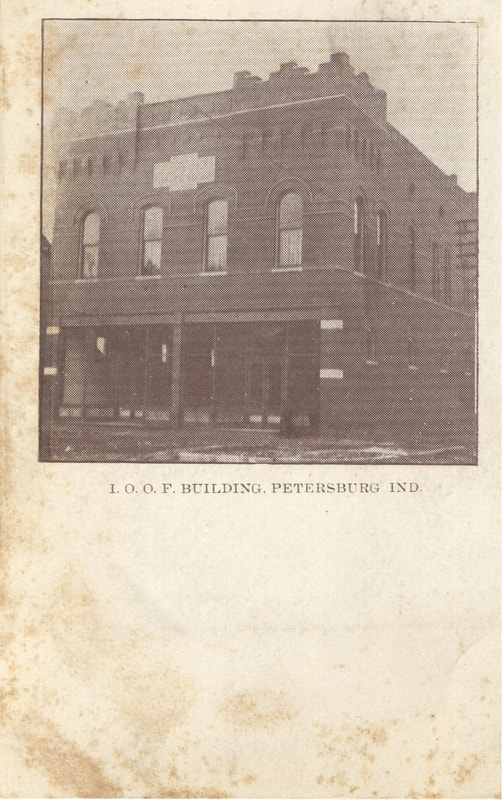 Pike County, Indiana, Postcard Collection, Brick Building, I.O.O.F. Petersburg, Indiana