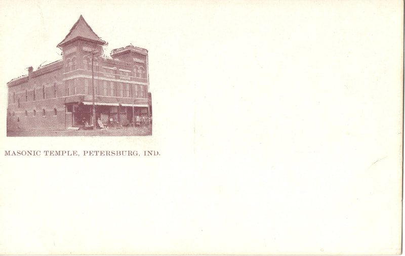 Pike County, Indiana, Postcard Collection, Brick Building, Masonic Temple, Petersburg, Indiana