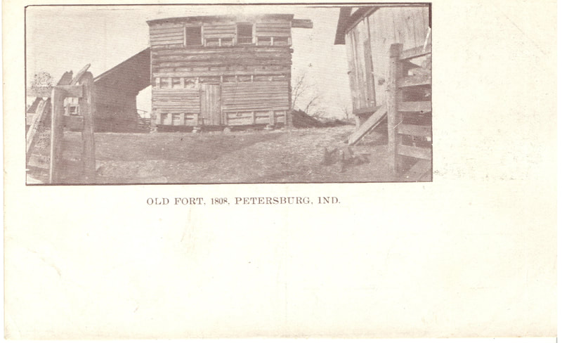 Pike County, Indiana, Postcard Collection, Photo of Building, Old Fort, 1808, Petersburg, Indiana