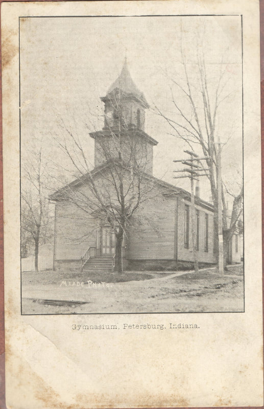 Pike County, Indiana, Postcard Collection, Building, Gymnasium Petersburg, Indiana, Meade Photo Studio